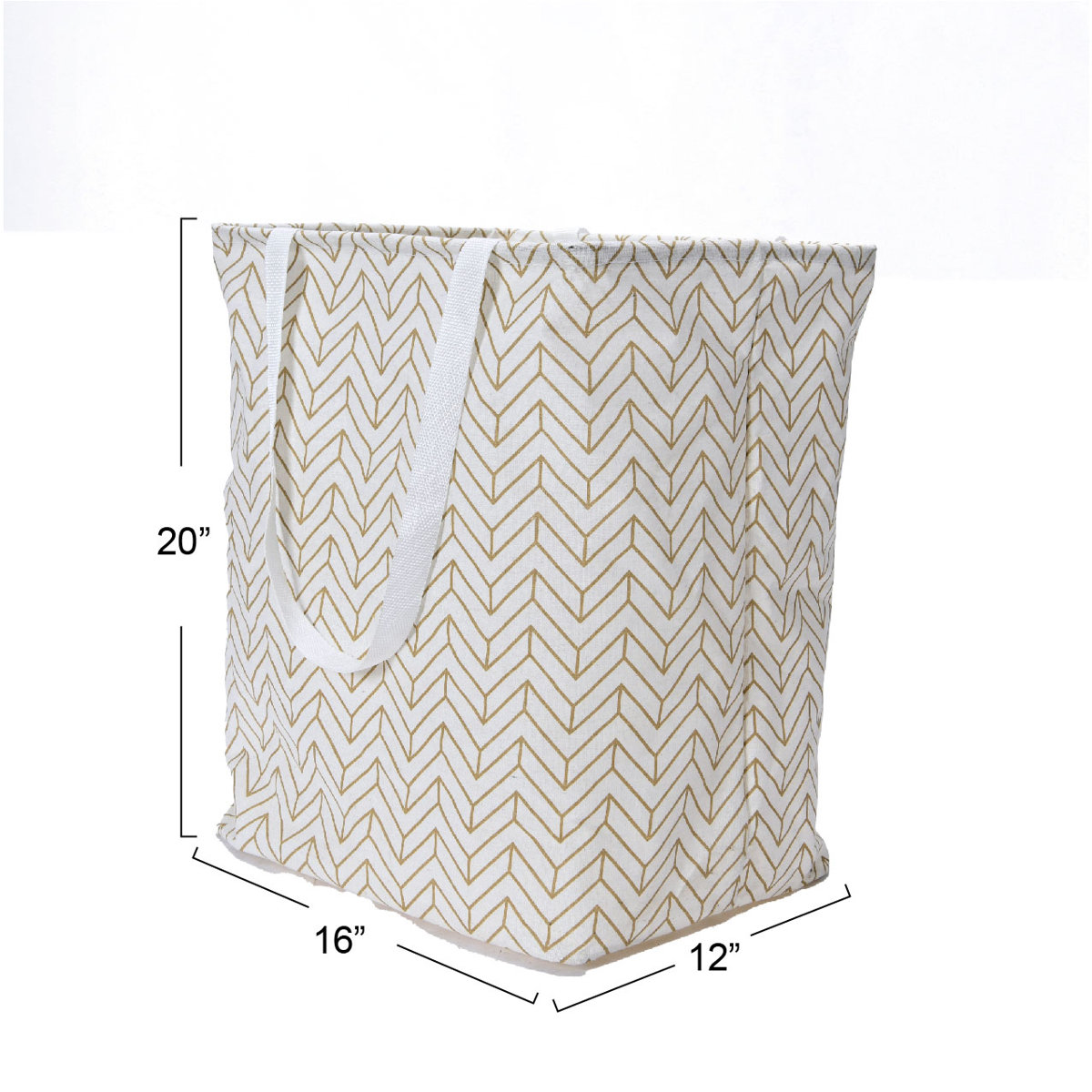 Krush Container Rectangular Laundry Bag with Handles, Tan Chevron